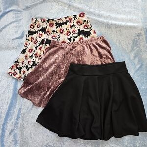 Floral, Velvet, and Black Skirt Set